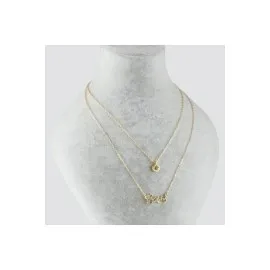 Atatürk Figürlü İkili Kolye-Sarı