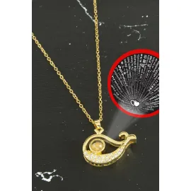 Balık Lüks Çelik Kolye 100 Dilde Seni Seviyorum-Gümüş Rengi