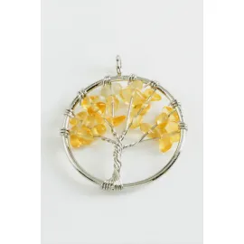 Akik Kalp Doğaltaş Kolye Ucu-Sarı