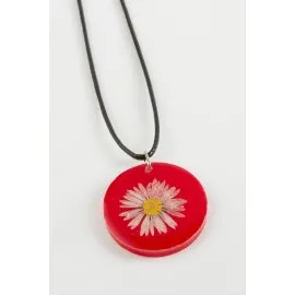 Papatya Epoksi Kolye-Kırmızı
