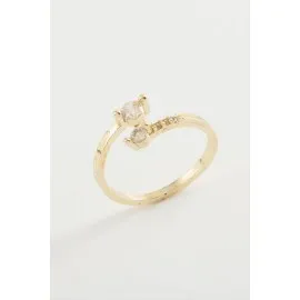 Zirkon Taşlı Yüzük-Gümüş Rengi