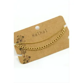 Çift Zincirli Lüks Çelik Halhal-Sarı