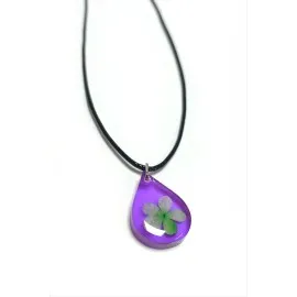 Kartopu Çiçeği Damla Epoksi Kolye-Mor