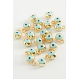 Nazar Tek Kulplu Mineli Bileklik Ve Kolye Ucu Aparatı 1 Adet-Turkuaz