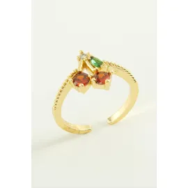 Kiraz Zirkon Taşlı Yüzük-Gümüş Rengi