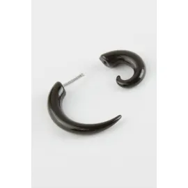 Yarım Ay Erkek Çelik Küpe-Siyah