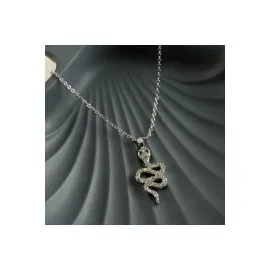 Yılan Zirkon Taşlı Yeni Sezon Kolye-Sarı