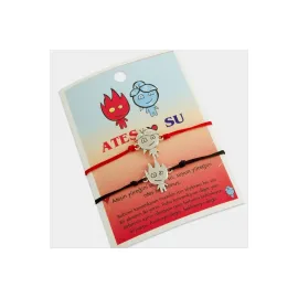 Ateş ve Su 2li İp Bileklik-Kırmızı