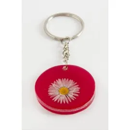 Papatya Epoksi Anahtarlık-Pembe