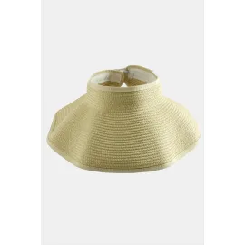 Cırtcırtlı Hasır Plaj Şapkası-Bej