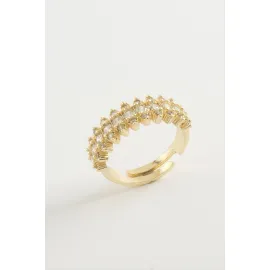 Oval Zirkon Taşlı Yüzük-Sarı