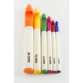 6 Adet Plastik Tığ 7-8-10-12-15-20 mm-Beyaz