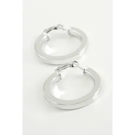 Ezme Halka Küpe 3 cm-Gümüş Rengi