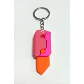 Bıçak Silikon Anahtarlık-Pembe