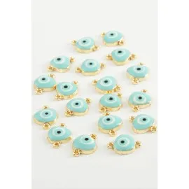 Nazar Çift Kulplu Mineli Bileklik Ve Kolye Ucu Aparatı 1 Adet-Beyaz