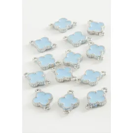 Çiçek Çift Kulplu Mineli Bileklik Ve Kolye Ucu Aparatı 1 Adet-Beyaz