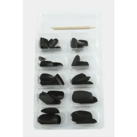 Misyul Oval Mat Takma Tırnak 100 Adet-Siyah