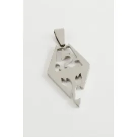 Ejderha Çelik Kolye Ucu 3,5 cm-Gümüş Rengi