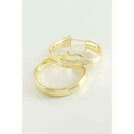 Çizgili Halka Küpe 3 Cm-Sarı