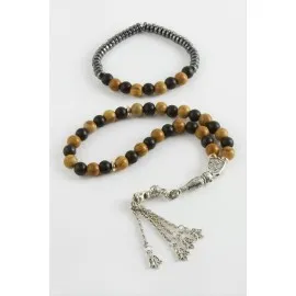 2Li Jasper Doğal Taş Bileklik Tesbih Set-Kahverengi