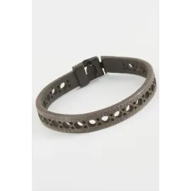 Noktalı Kaliteli Suni Deri Bileklik-Gri