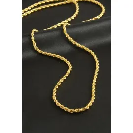 Burgulu Zincir Kolye 80 Cm-Sarı