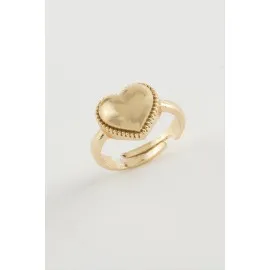 Kalp Metal Yüzük-Sarı