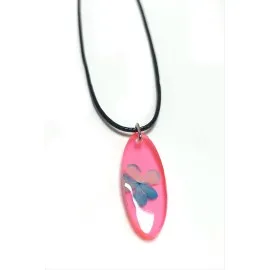 Kartopu Çiçeği Oval Epoksi Kolye-Açık Pembe
