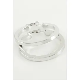 Ezme Halka Küpe 6 Cm-Gümüş Rengi