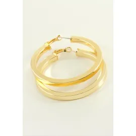 Ezme Halka Küpe 4,5 Cm-Sarı