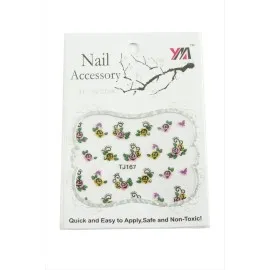 Gül Tırnak Aksesuarı Tattoo Sticker-Beyaz