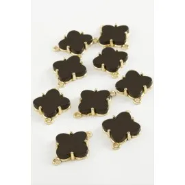 Çiçek Tek Kulp Polyester Bileklik Ve Kolye Ucu Aparatı 1 Adet-Siyah