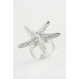 Deniz Yıldızı Metal Yüzük-Gümüş Rengi