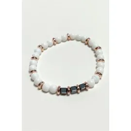 Sedef Doğaltaş Bileklik 6 Mm-Beyaz