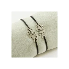 Best Friends Arkadaş Deri Set Kolye-Siyah