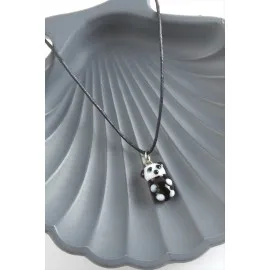 Panda Cam Kolye-Siyah