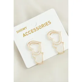 Kalp Yeni Sezon Mineli Küpe-Krem