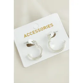 Yarım Halka Yeni Sezon Metal Küpe-Sarı