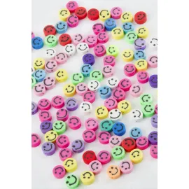 Emoji Fimo Boncuk 100 Adet-Renkli