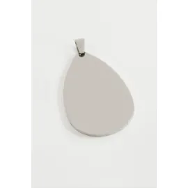 Oval İsim Yazılabilir Çelik Kolye Ucu 5 cm-Gümüş Rengi