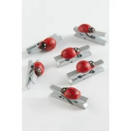 1 Adet Uğur Böceği Süs Mandal-Gri