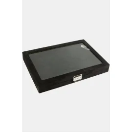 Cam Kapaklı Anfora Kumaş Batırmalı Yüzük Standı 24X34 cm-Siyah