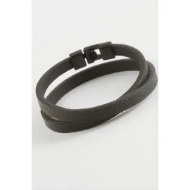 Dolama Kaliteli Suni Deri Bileklik-Siyah