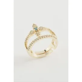 Çiçek Zirkon Taşlı Yüzük-Sarı