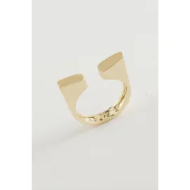 Köşeli Metal Yüzük-Sarı