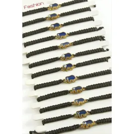 Fil Makrome Örgülü Bileklik-Siyah