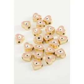 Kalp Göz Mineli Bileklik Ve Kolye Ucu Aparatı 1 Adet-Pembe