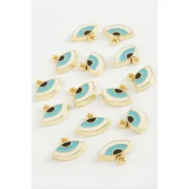 Göz Tek Kulplu Mineli Bileklik Ve Kolye Ucu Aparatı 1 Adet-Turkuaz