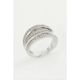 5 Sıra Zirkon Taşlı Yüzük-Gümüş Rengi