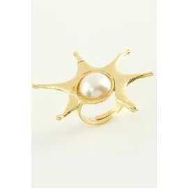 Güneş İnci Metal Yüzük-Sarı